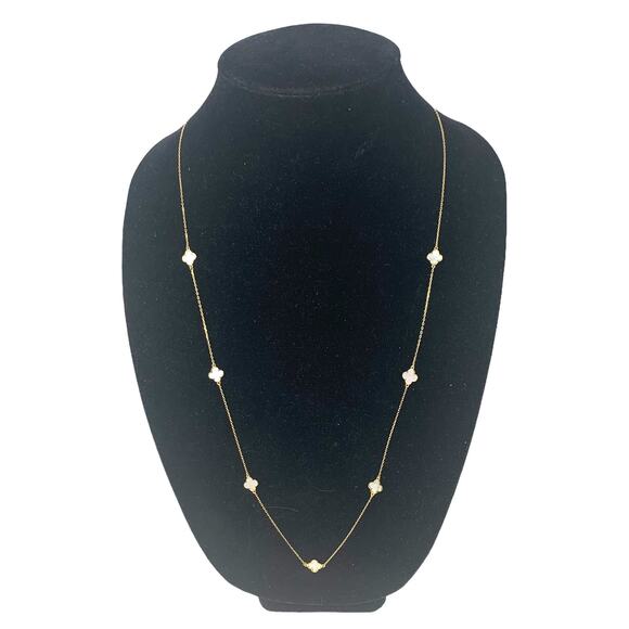 Rachel Zoe  Pave Crystal Clover Necklace 18K Gold over Sterling Silver NEW - Picture 1 of 3